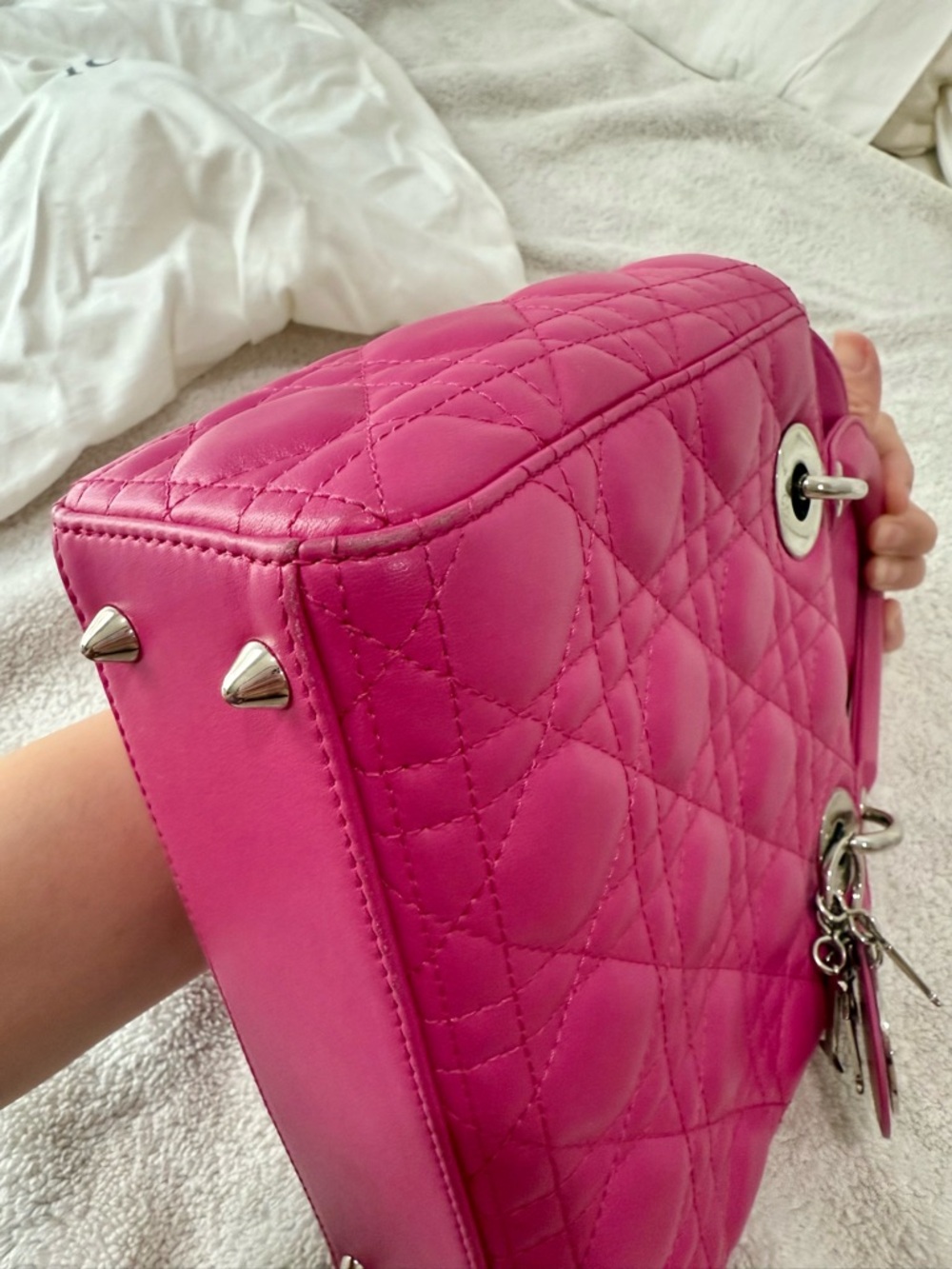 Lady Dior Cannage Bag – Hot Pink Lambskin, Silver Hardware - Picture 9 of 15